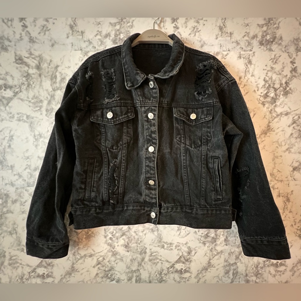 Black Distressed Denim Jacket